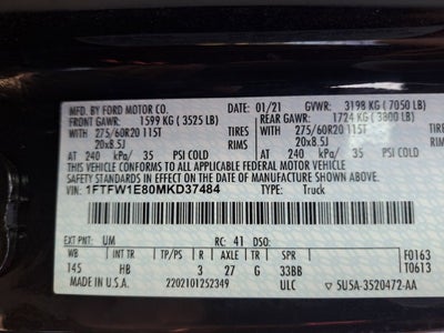 2021 Ford F-150 Lariat Sport w/B&O Sound & Co-Pilot 360