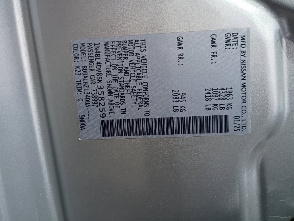 2025 Nissan Altima 2.5 SV