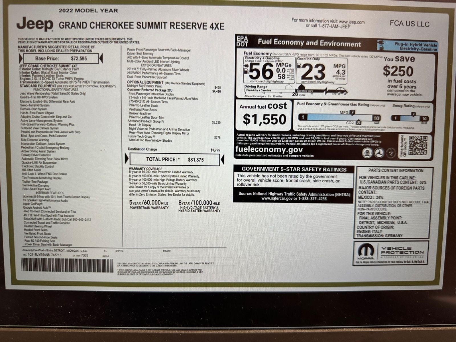 2022 Jeep Grand Cherokee Summit Reserve 4xe